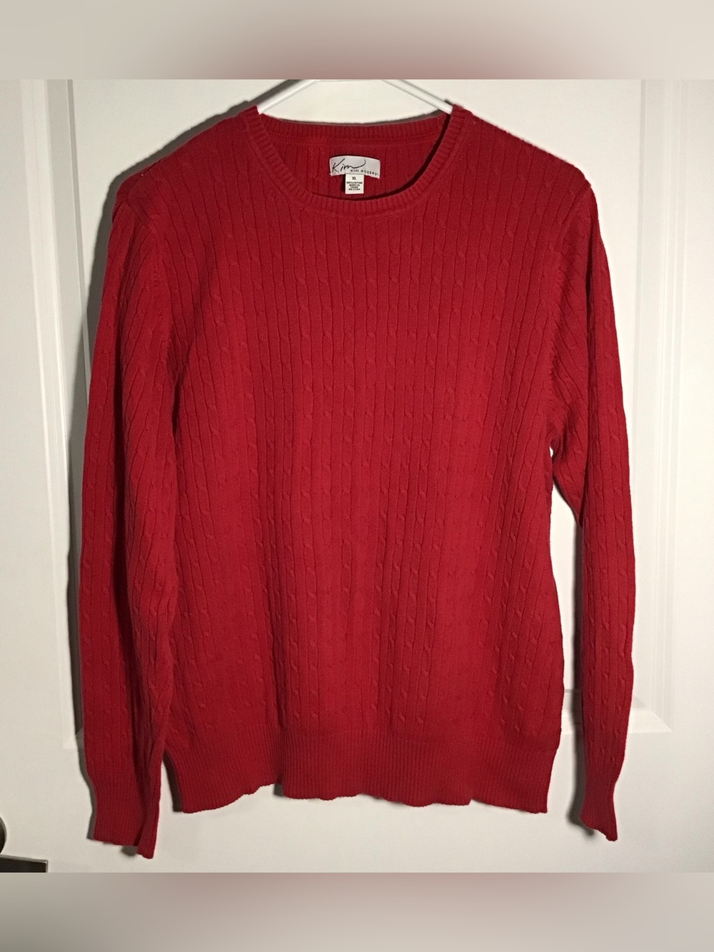 Kim Rogers Red Cable-Knit Crewneck Sweater XL